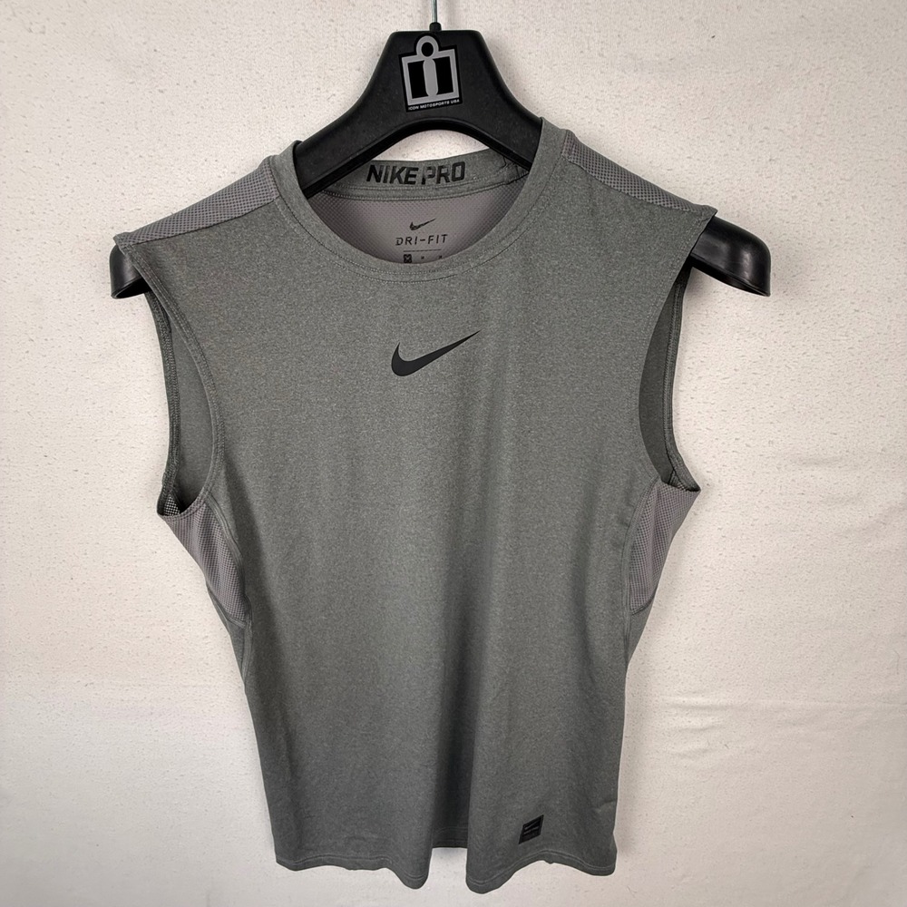 Nike Tank Top Mens M Gray Nike Pro Dri-FIT Sleeveless Compression Shirt Training